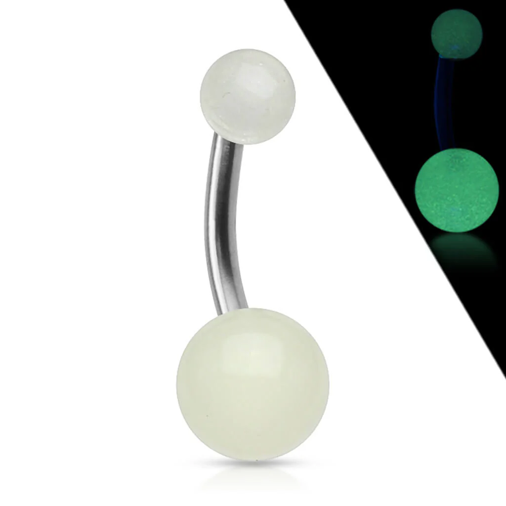Titanium Belly Button Piercing Acrylic Ball Glow in the Dark - Image 4