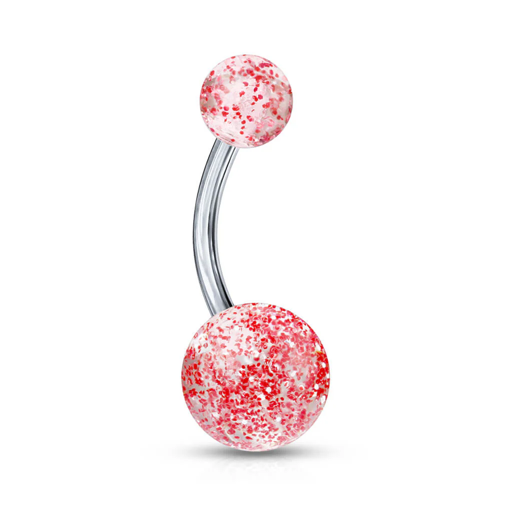 Titanium Belly Button Piercing Acrylic Ultra Glitter Ball - Image 11
