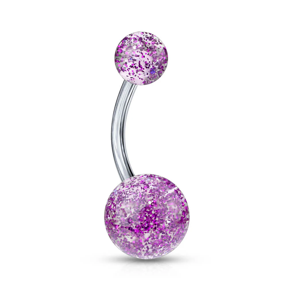Titanium Belly Button Piercing Acrylic Ultra Glitter Ball - Image 2