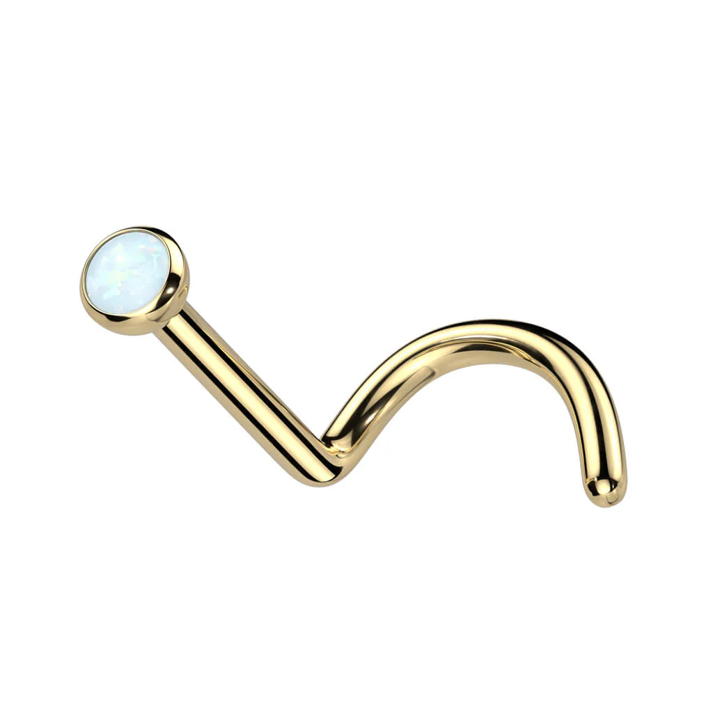 Titanium Nose Screw Opal Round - Image 2