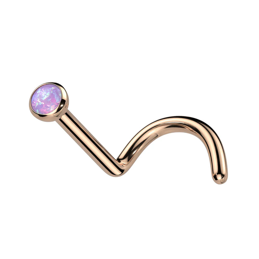 Titanium Nose Screw Opal Round - Image 6