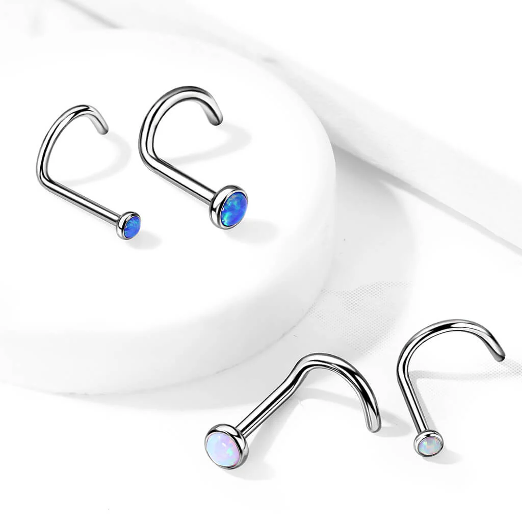 Titanium Nose Screw Opal Round - Image 7