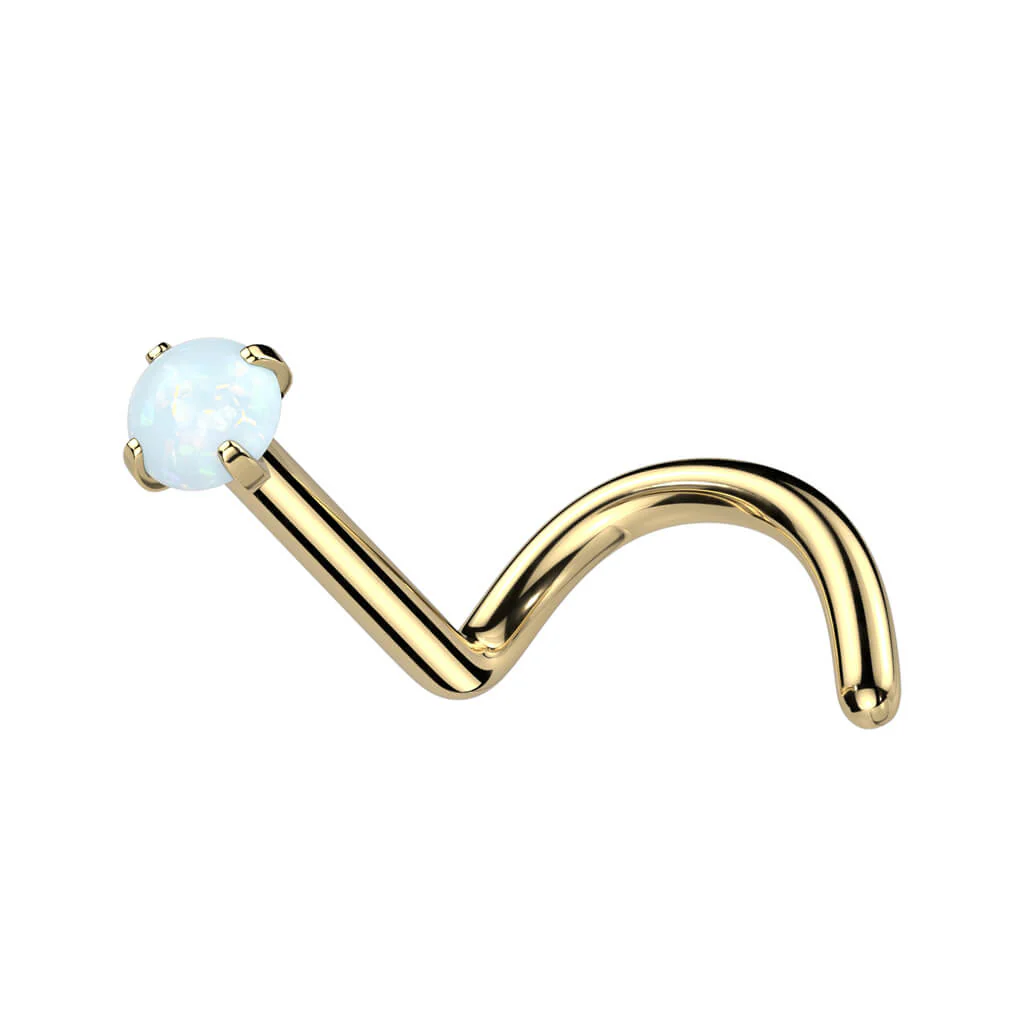 Titanium Nose Screw Opal Ball - Image 2