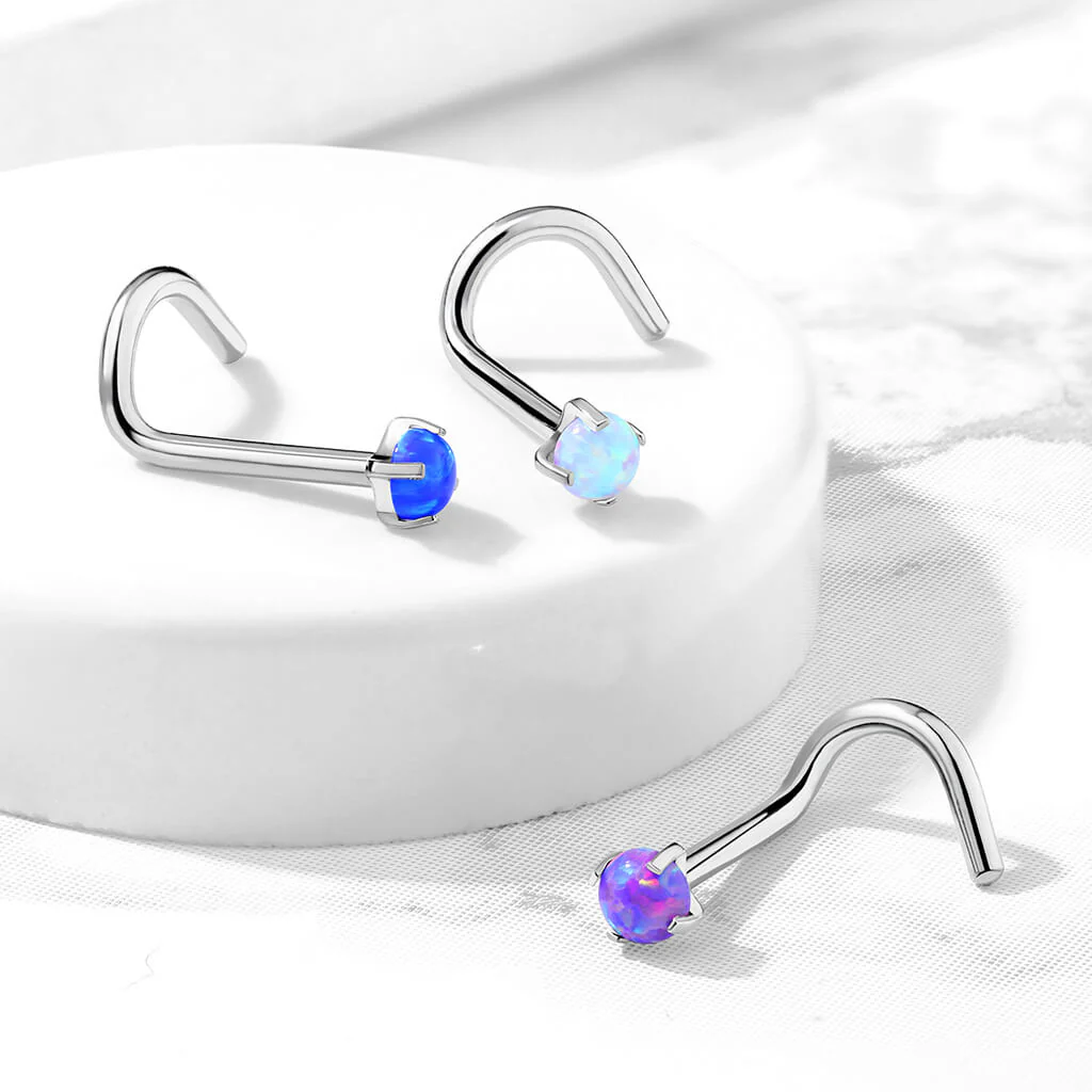 Titanium Nose Screw Opal Ball - Image 9