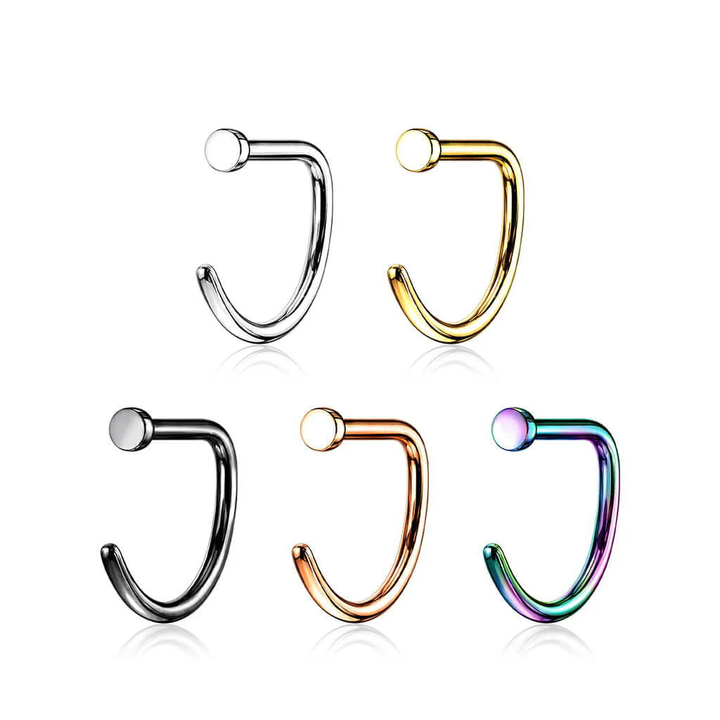 Titanium Nose Hoop Half D-Ring Silver - Image 3