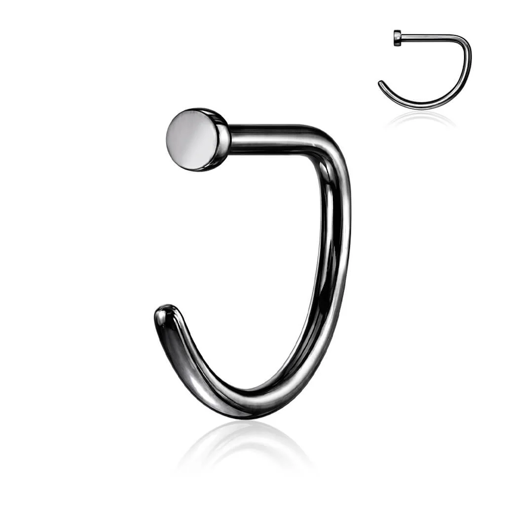 Titanium Nose Hoop Half D-Ring Silver - Image 4