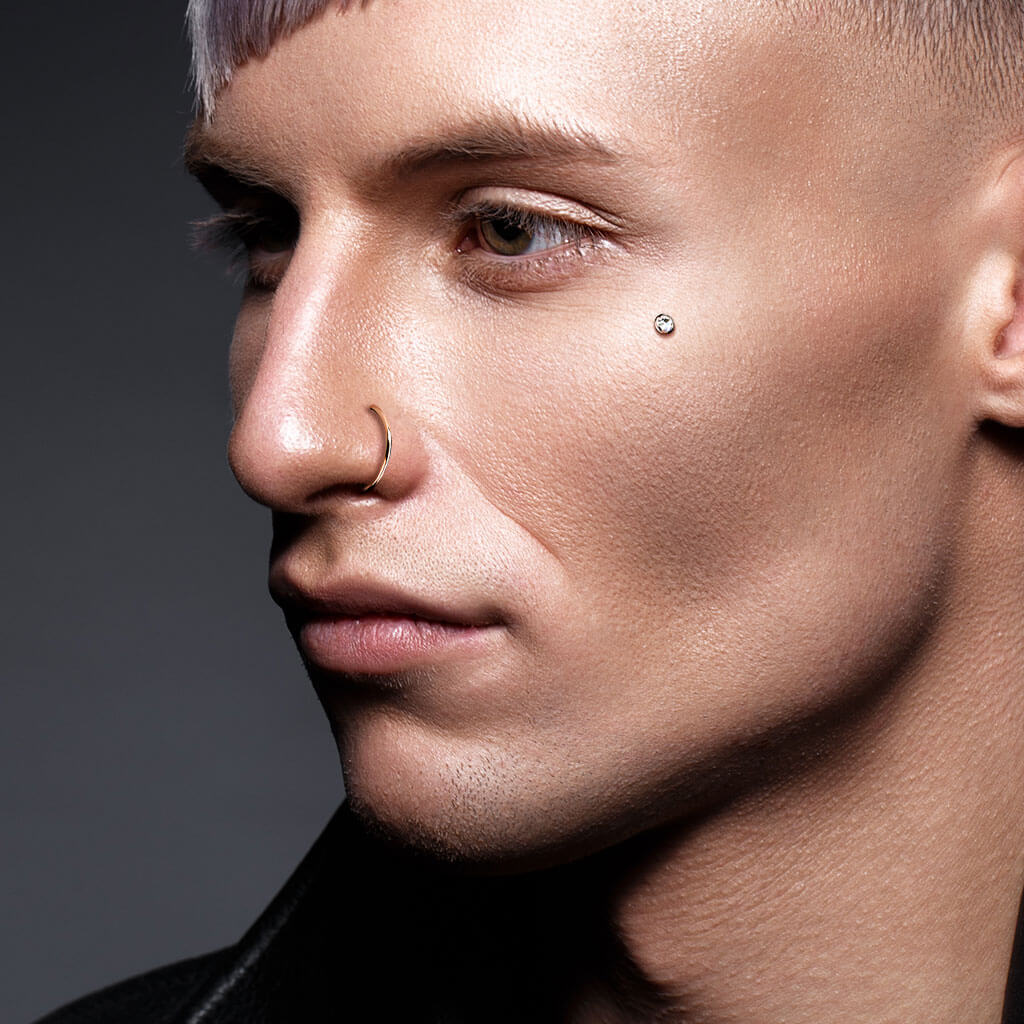Titanium Nose Hoop Half D-Ring Silver - Image 5