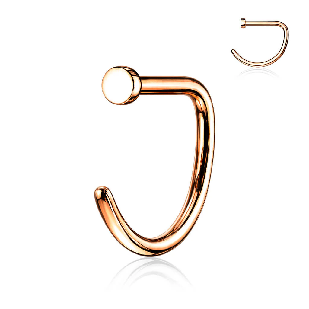 Titanium Nose Hoop Half D-Ring Silver - Image 6
