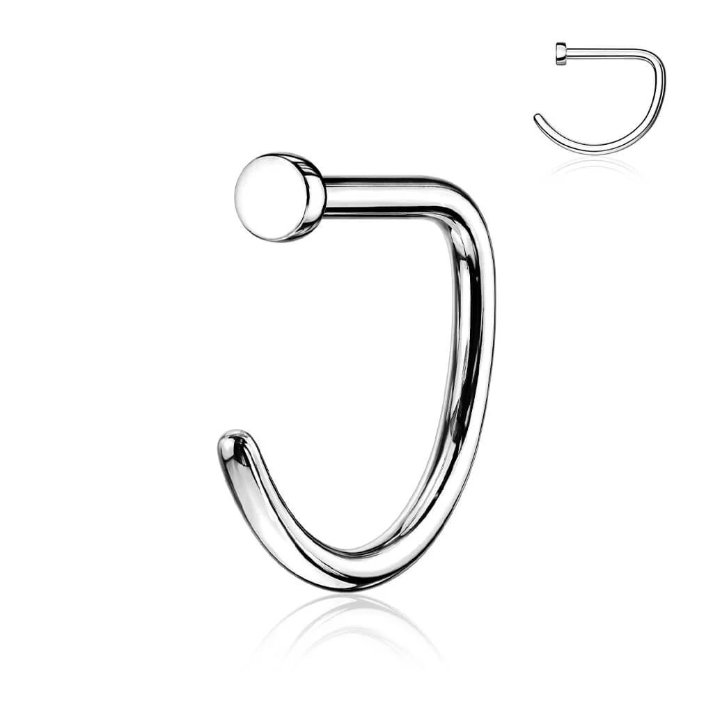 Titanium Nose Hoop Half D-Ring Silver - Image 8