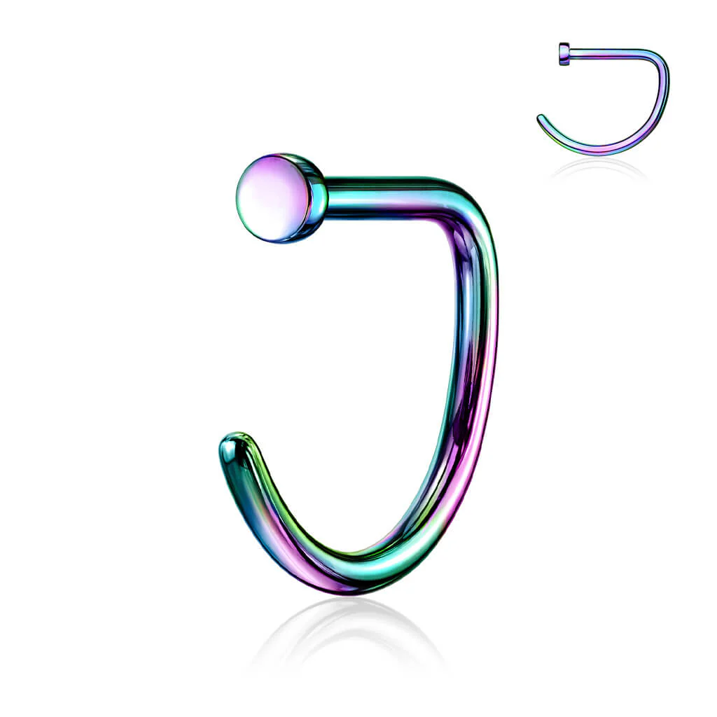 Titanium Nose Hoop Half D-Ring Silver - Image 9