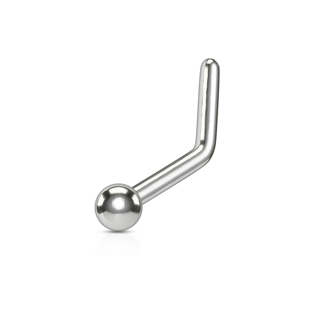 Titanium Nose L-Shape Spiked Dome Ball Silver - Image 2