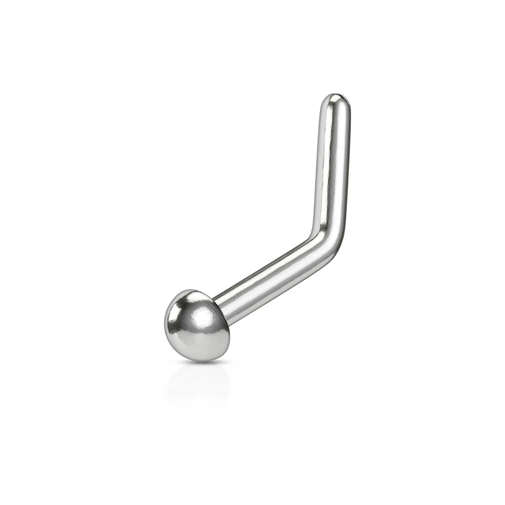 Titanium Nose L-Shape Spiked Dome Ball Silver - Image 3