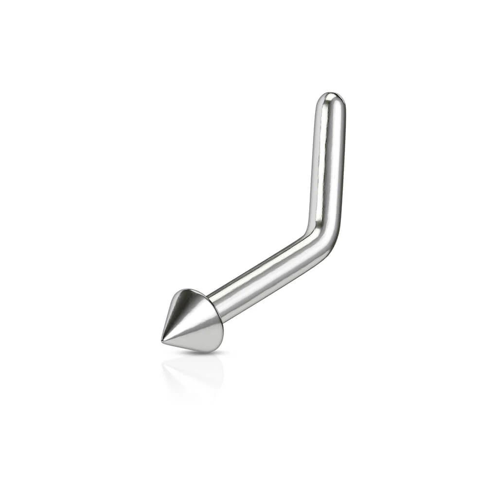 Titanium Nose L-Shape Spiked Dome Ball Silver - Image 4