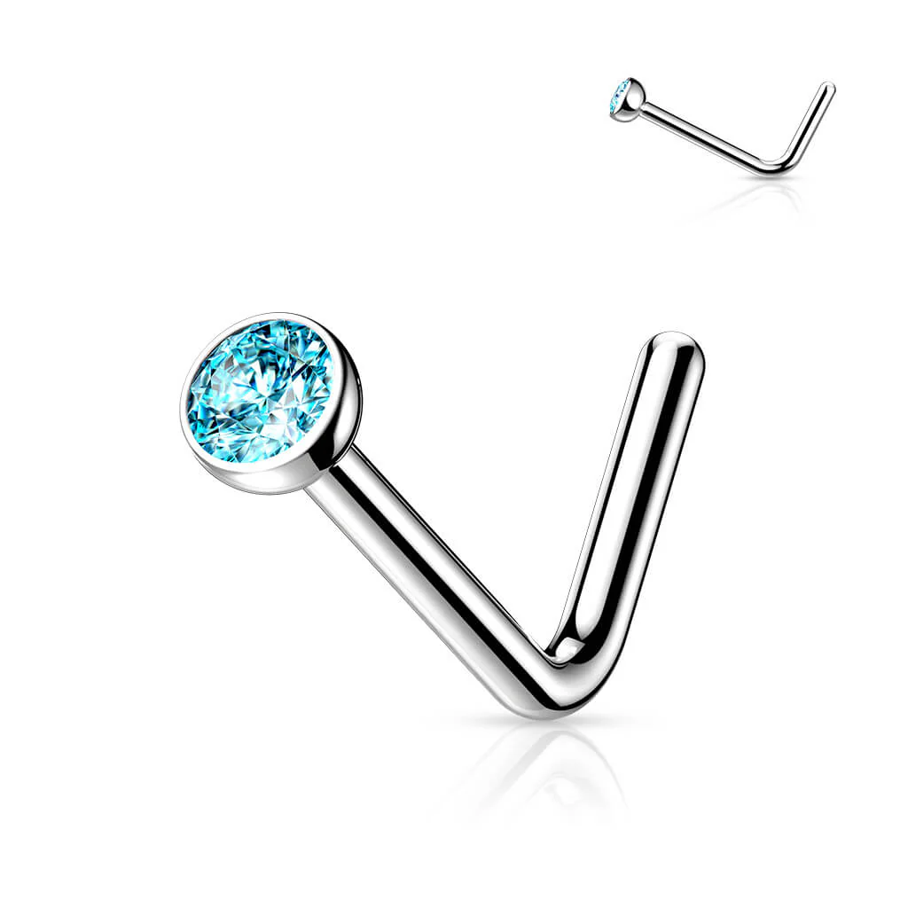 Titanium Nose L-Shape Zirconia Round Silver - Image 10