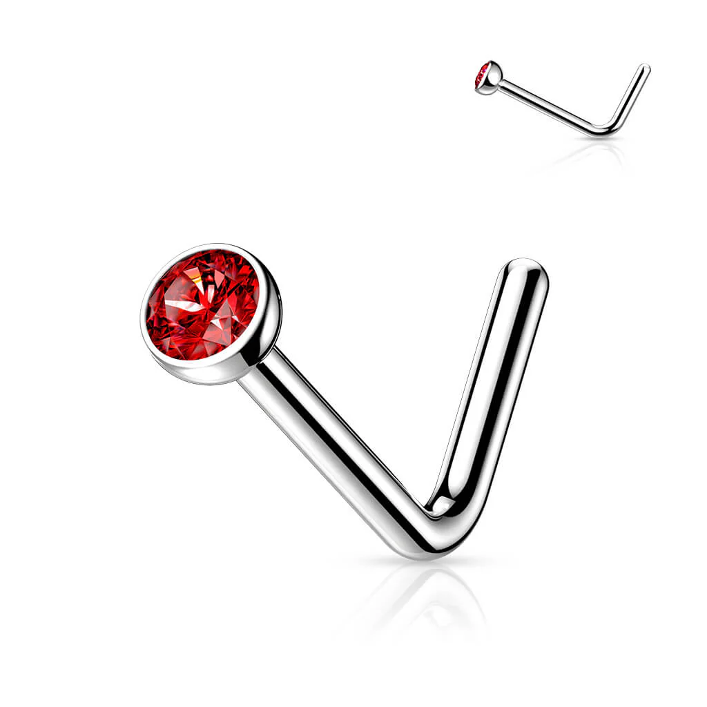Titanium Nose L-Shape Zirconia Round Silver - Image 11