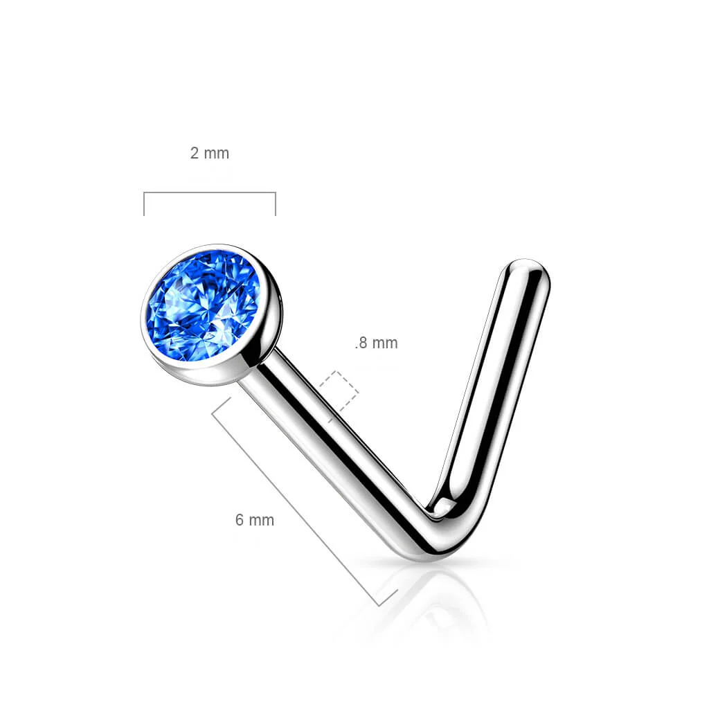 Titanium Nose L-Shape Zirconia Round Silver - Image 3