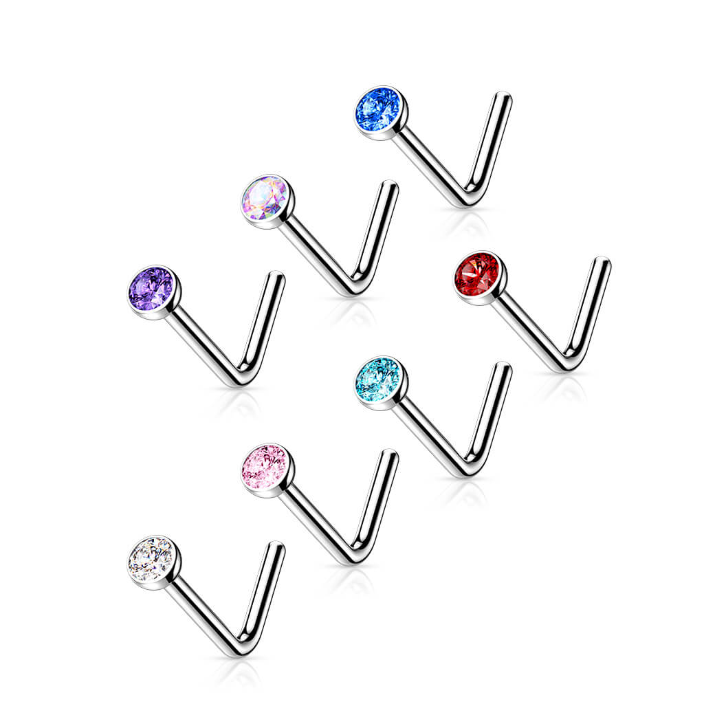 Titanium Nose L-Shape Zirconia Round Silver - Image 5