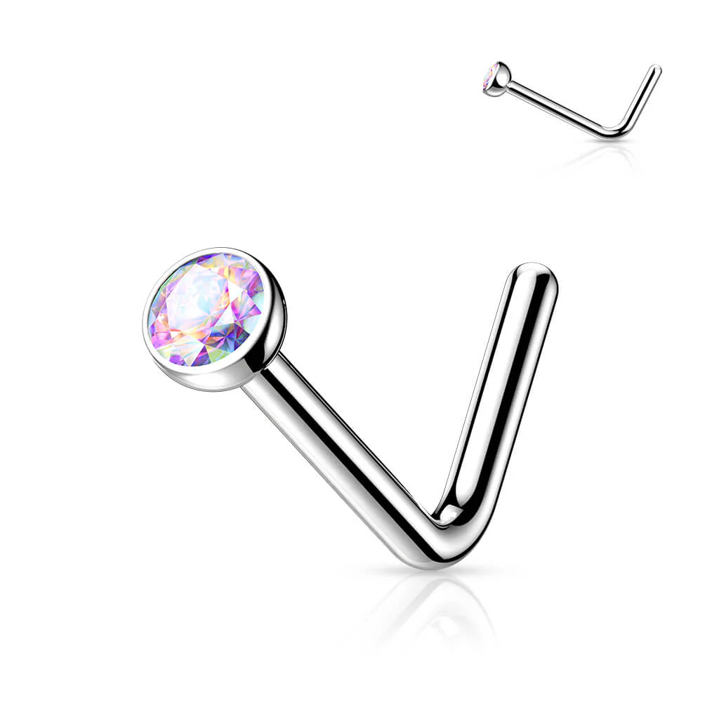 Titanium Nose L-Shape Zirconia Round Silver - Image 6