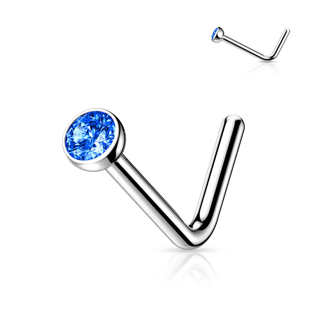 Titanium Nose L-Shape Zirconia Round Silver - Image 8