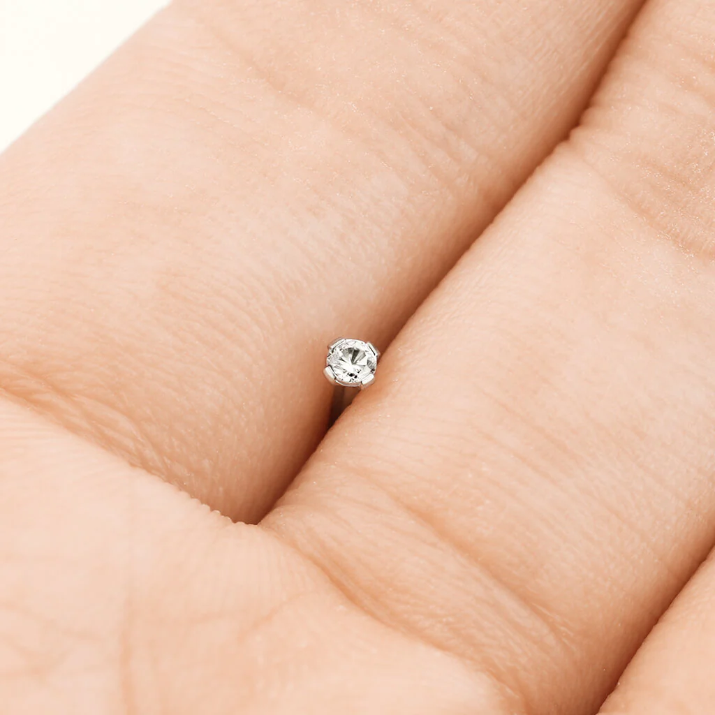 Titanium Nose L-Shape Zirconia Round Silver - Image 3