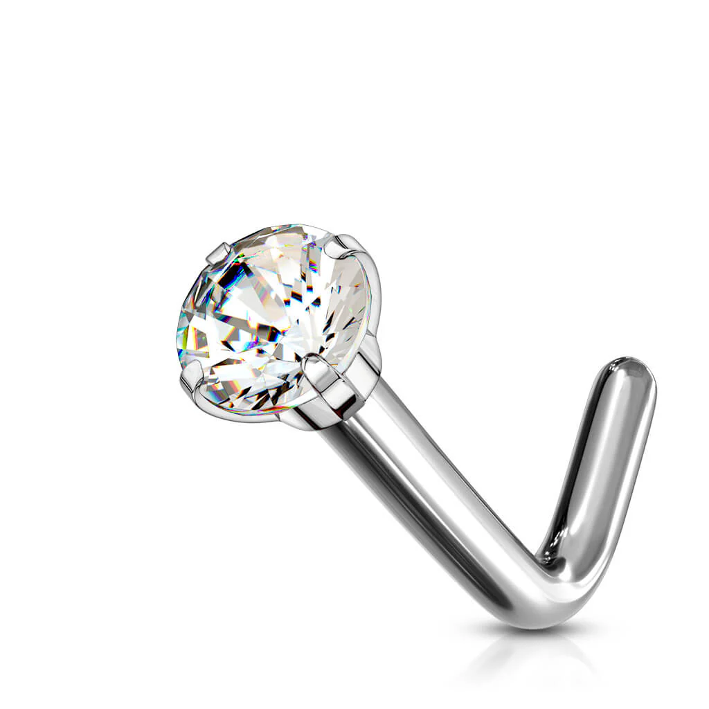 Titanium Nose L-Shape Zirconia Round Silver - Image 5