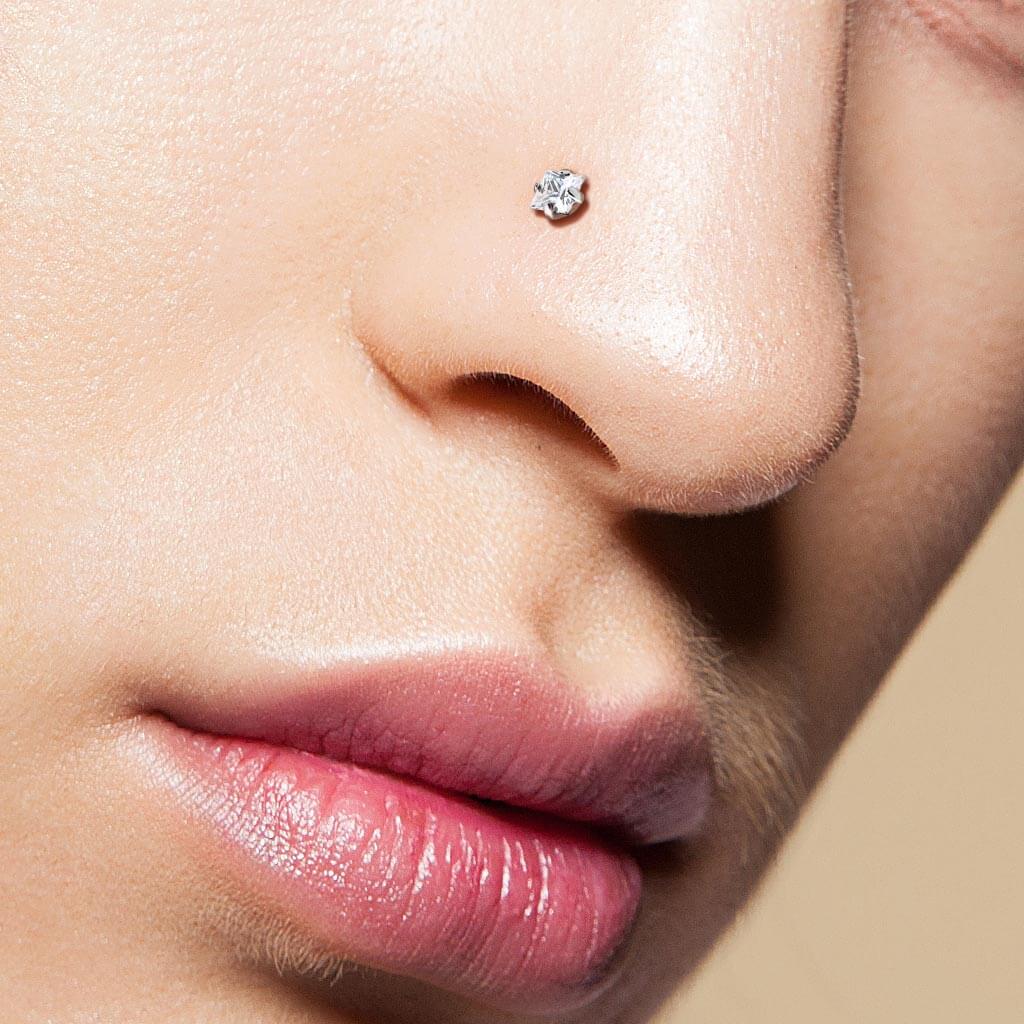 Titanium Nose L-Shape Square Zirconia Silver - Image 3