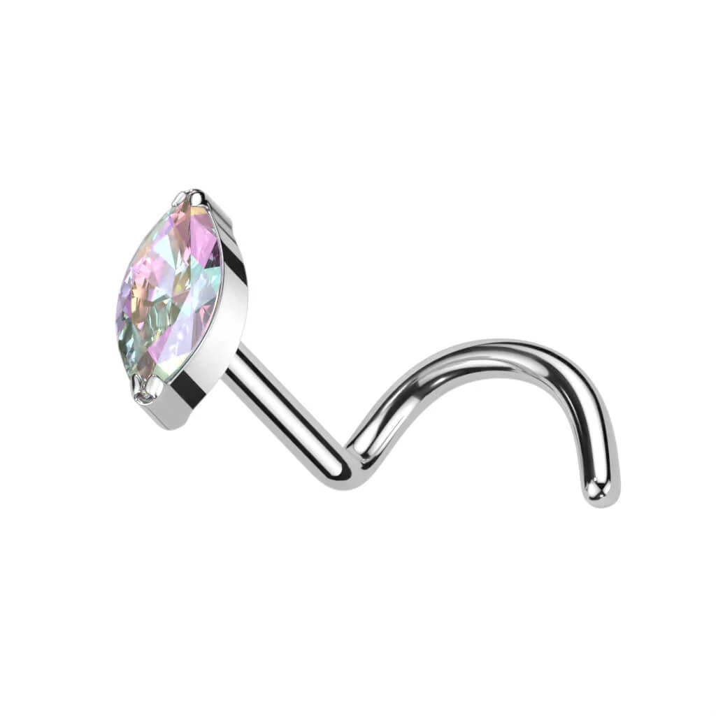 Titanium Nose Screw Marquise Cut Zirconia - Image 2