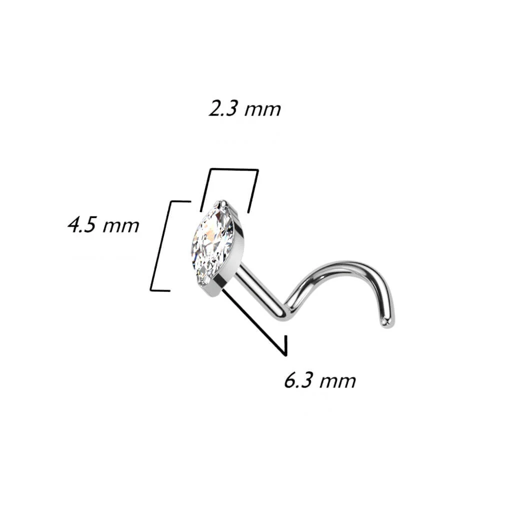 Titanium Nose Screw Marquise Cut Zirconia - Image 3