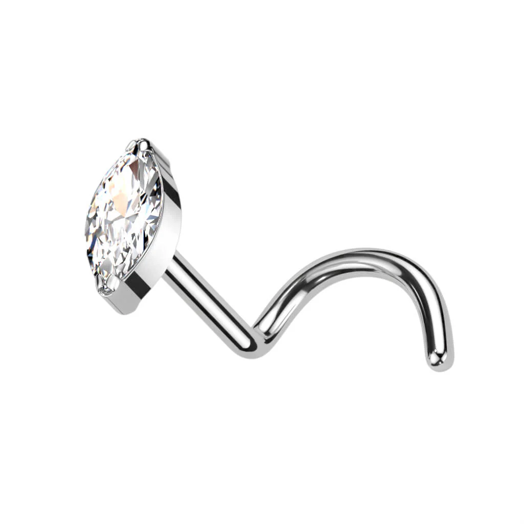 Titanium Nose Screw Marquise Cut Zirconia - Image 4