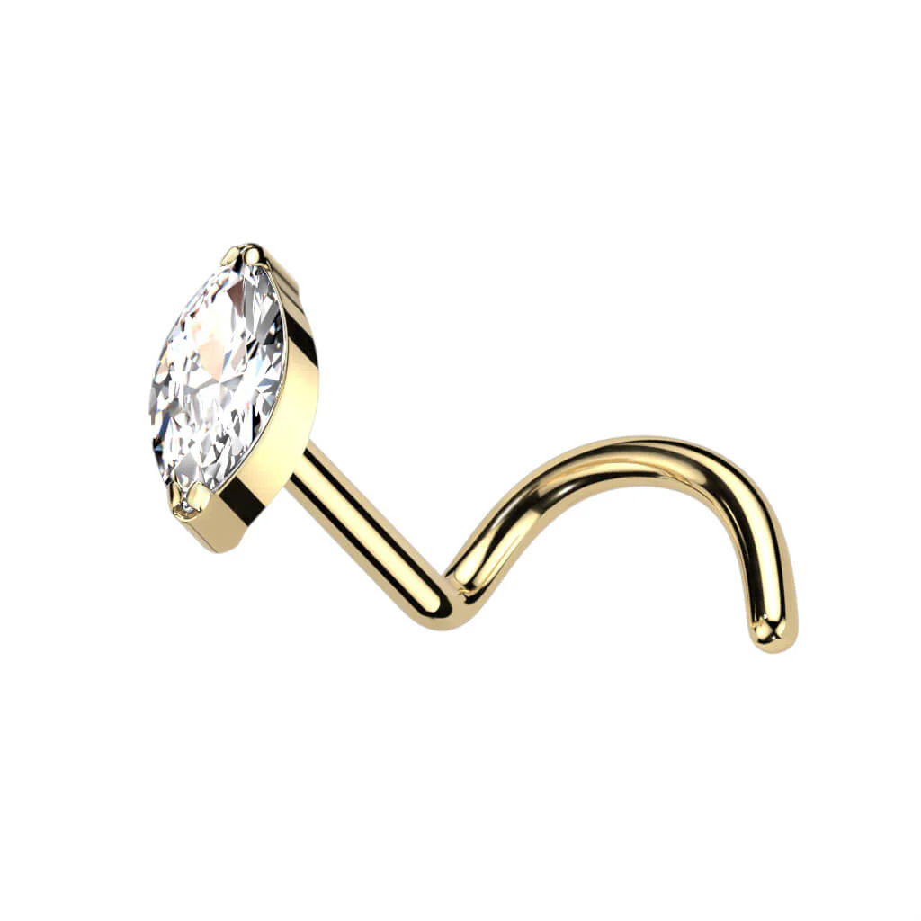 Titanium Nose Screw Marquise Cut Zirconia - Image 5