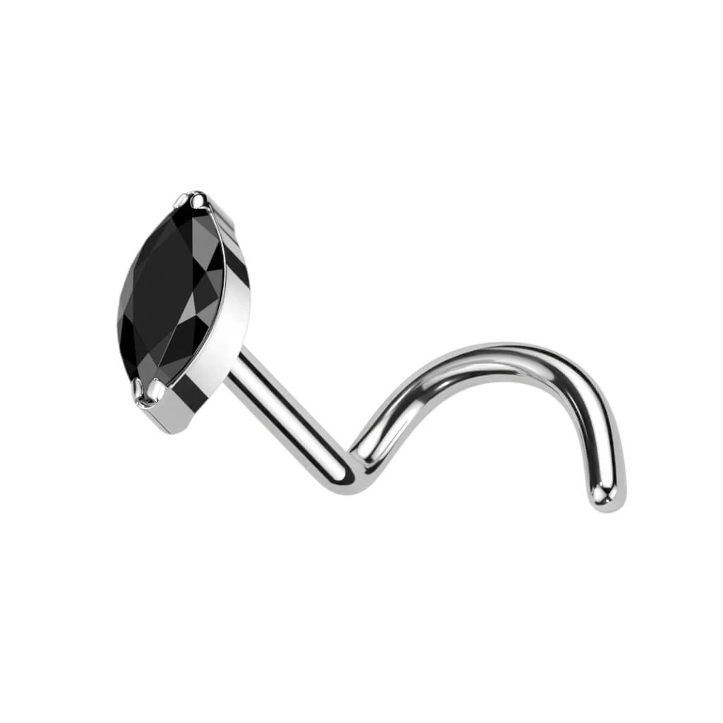 Titanium Nose Screw Marquise Cut Zirconia - Image 6