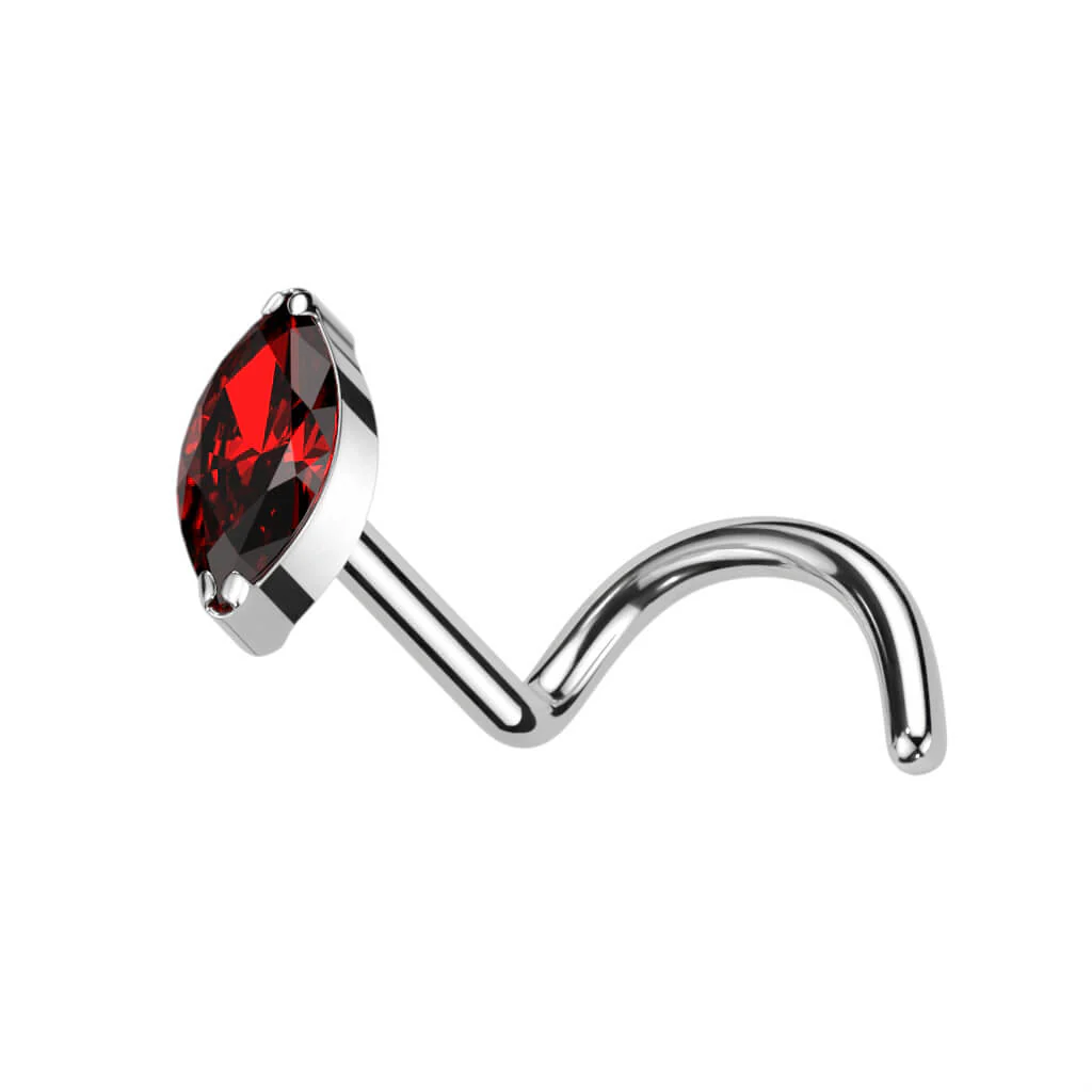 Titanium Nose Screw Marquise Cut Zirconia - Image 7
