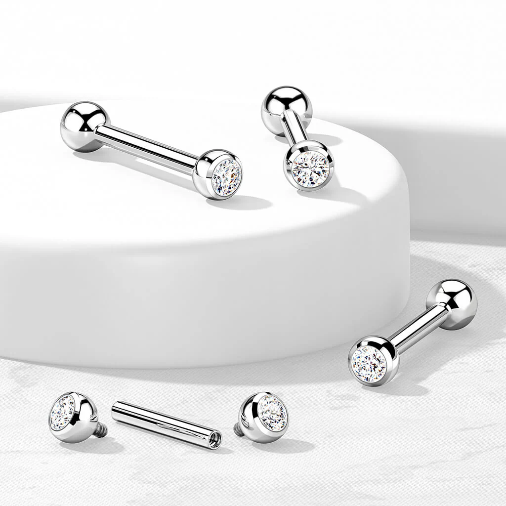 Titanium Barbell Ball Zirconia Silver Internally Threaded - Image 2