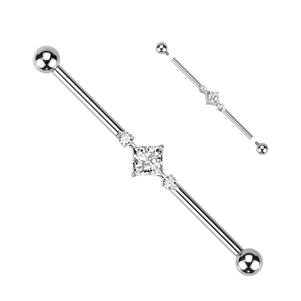 Titanium Industrial Barbell Square Zirconia Internally Threaded - Image 2