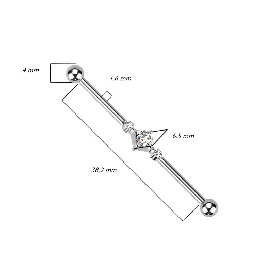 Titanium Industrial Barbell Square Zirconia Internally Threaded - Image 3