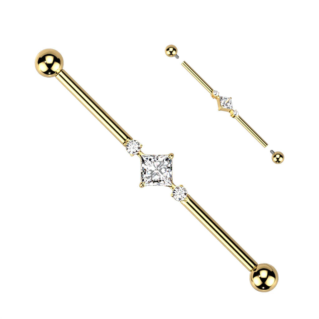 Titanium Industrial Barbell Square Zirconia Internally Threaded - Image 4