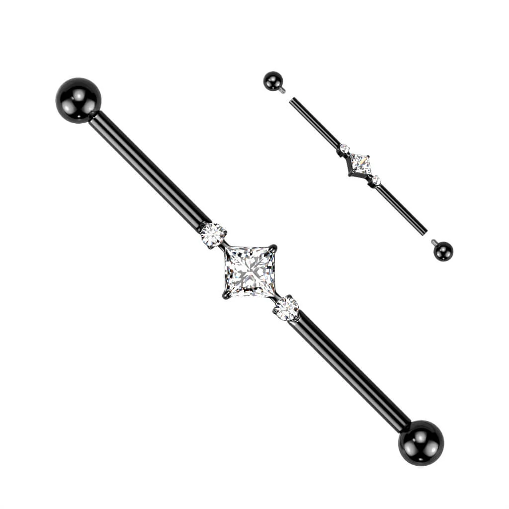 Titanium Industrial Barbell Square Zirconia Internally Threaded - Image 5