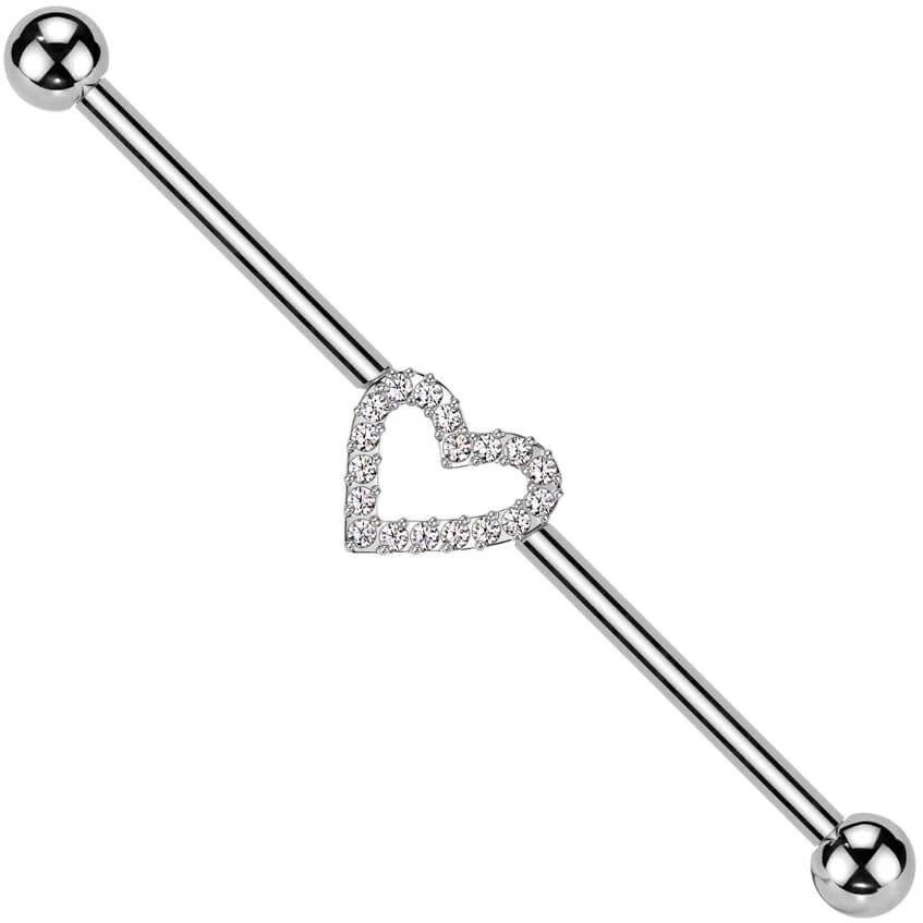Titanium Industrial Barbell heart zirconia Internally Threaded