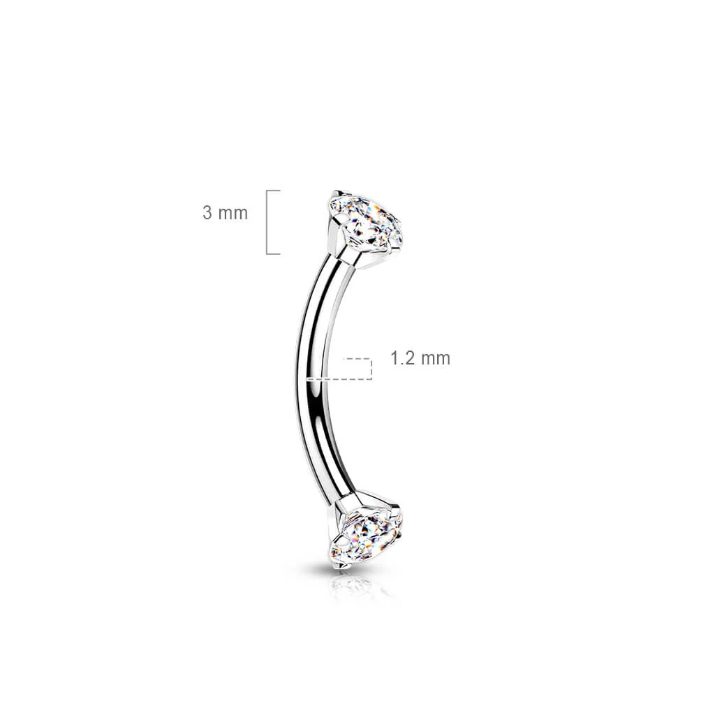Titanium Eyebrow Piercing Zirconia Internally Threaded - Image 3