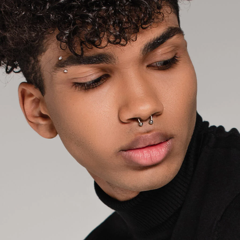 Titanium Eyebrow Piercing Zirconia Internally Threaded - Image 7