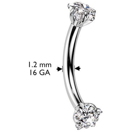 Titanium Curved Barbell star zirconia Internally Threaded - Image 2