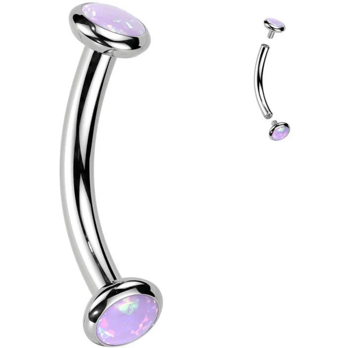 Titanium Curved Barbell zirconia opal Internally Threaded - Image 13