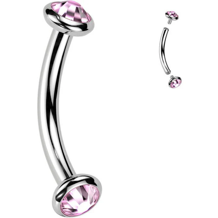 Titanium Curved Barbell zirconia opal Internally Threaded - Image 15