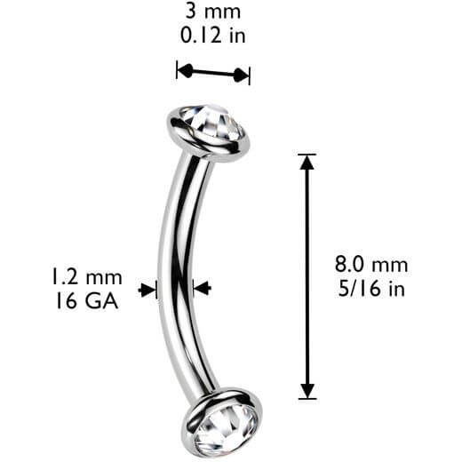 Titanium Curved Barbell zirconia opal Internally Threaded - Image 2