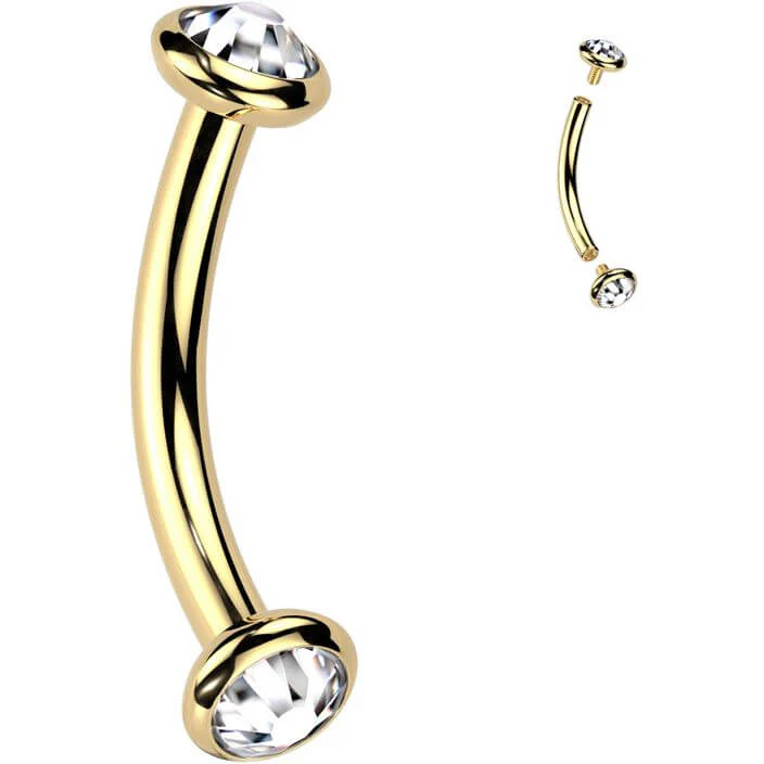 Titanium Curved Barbell zirconia opal Internally Threaded - Image 5