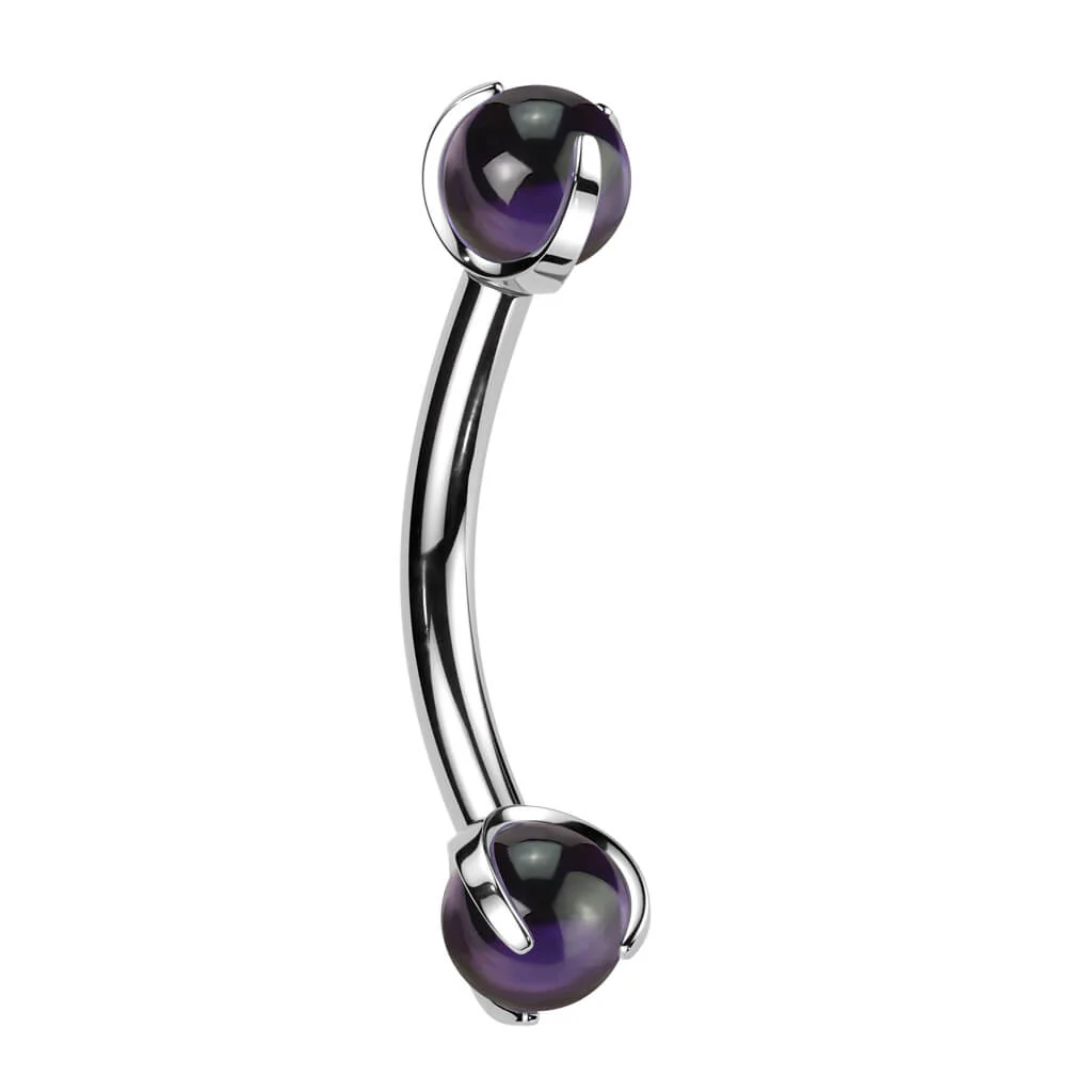 Curved Barbell Semi-Precious Stone Internally Threaded - Image 2