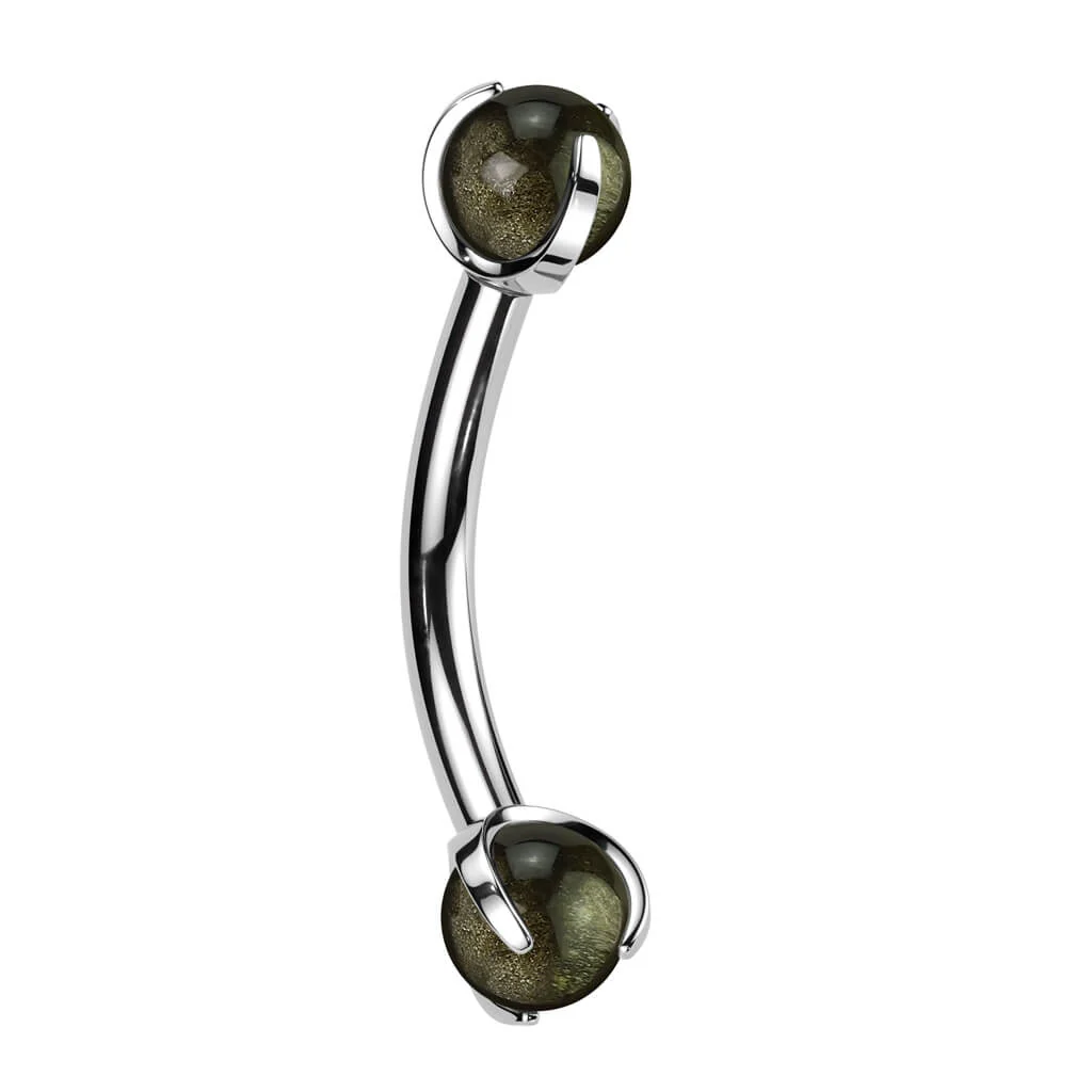Curved Barbell Semi-Precious Stone Internally Threaded - Image 5