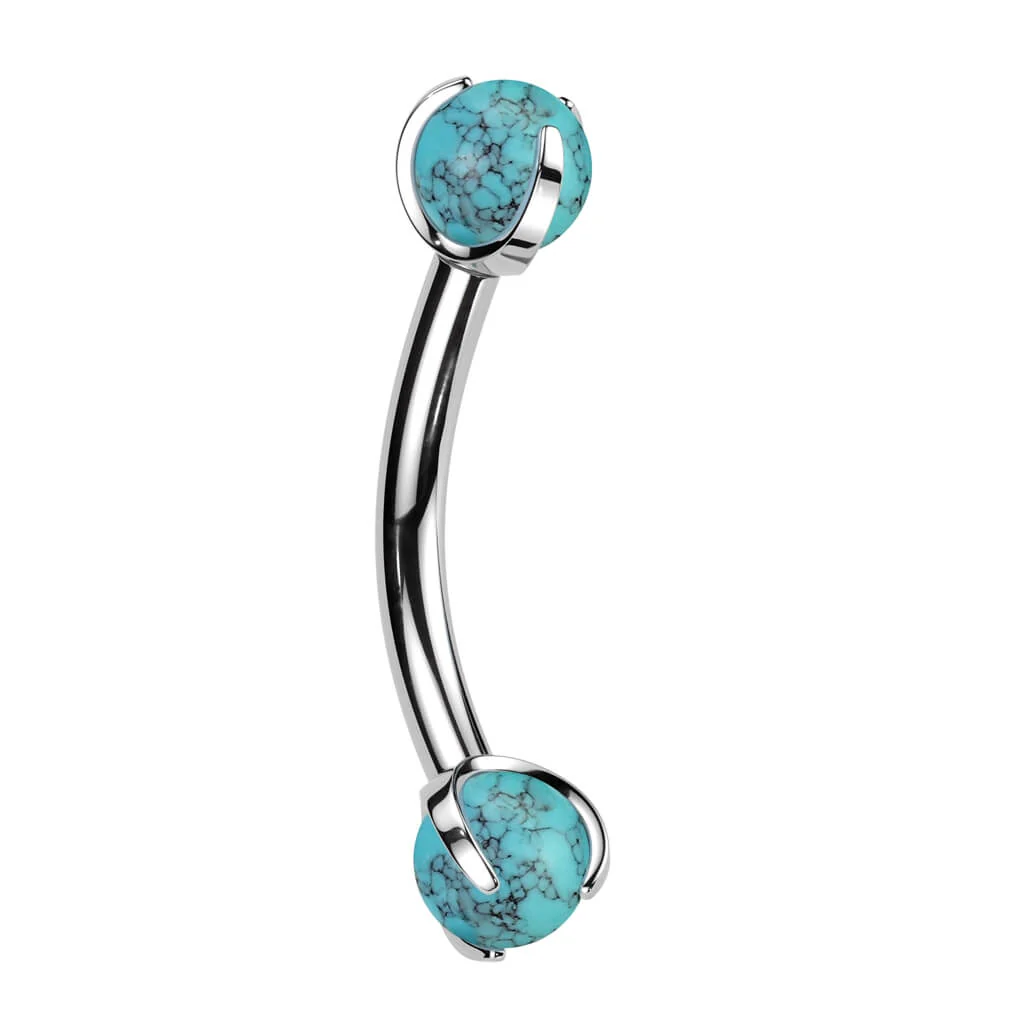 Curved Barbell Semi-Precious Stone Internally Threaded - Image 9