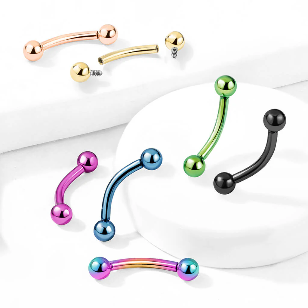Titanium Eyebrow Piercing Ball Internally Threaded - Image 9