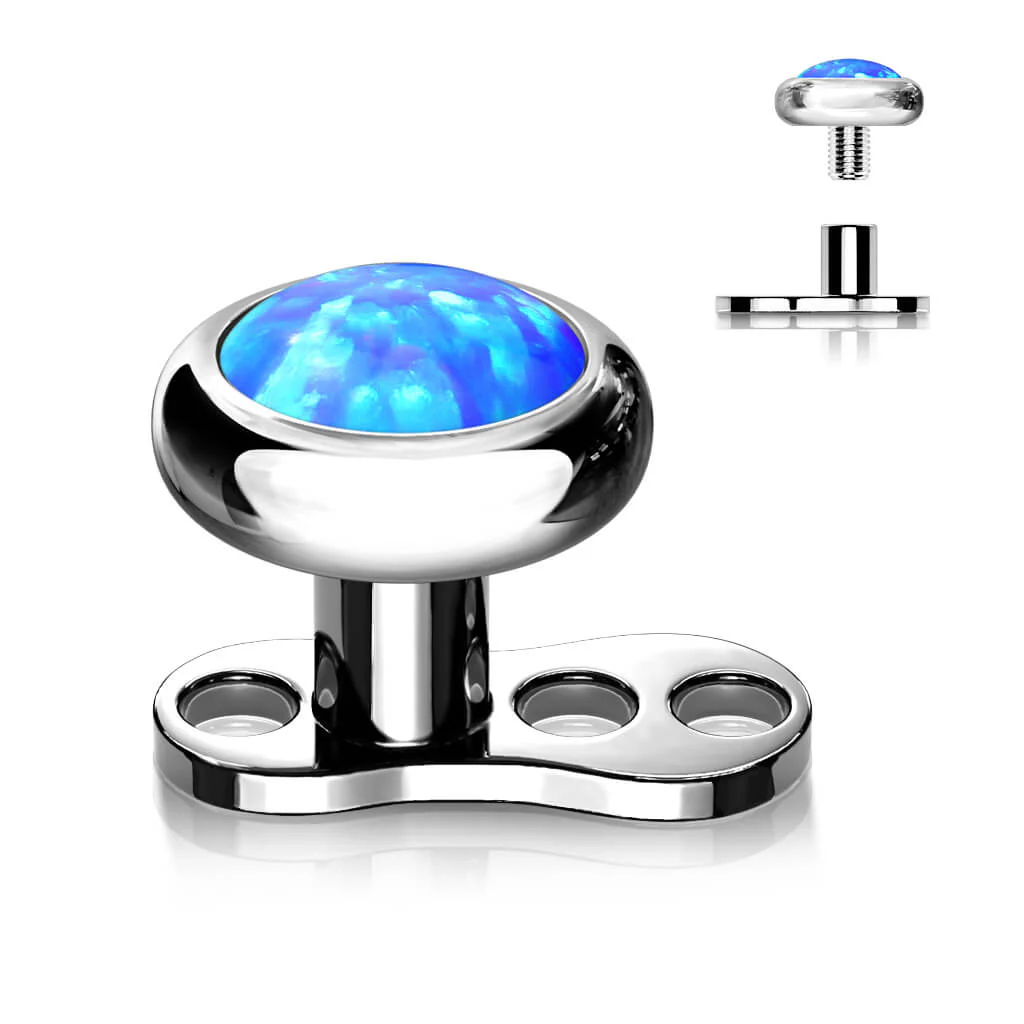 Titanium Dermal Anchor 2mm rise 3 holes opal flat top Internally Threaded - Image 2